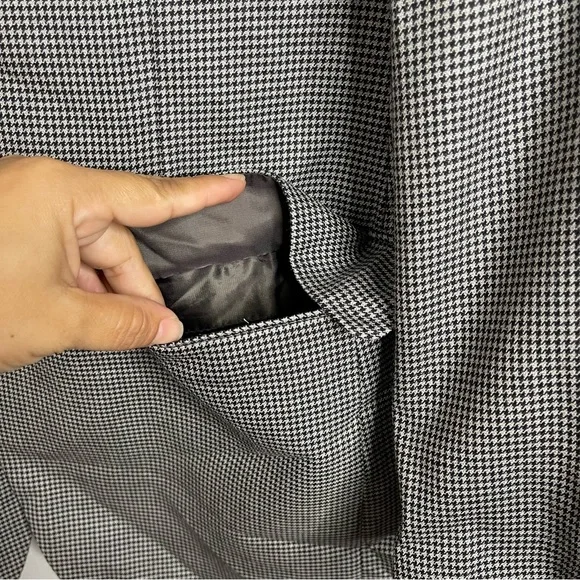 Ralph Lauren Houndstooth 2-Button Silk/Wool Blend Blazer Jacket Size 38R classic